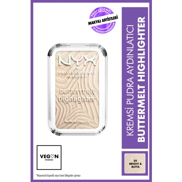 NYX Professional Makeup Buttermelt Highlighter Kremsi Pudra  - 05 Bright &