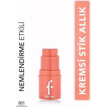 Flormar To Go Işıltılı & Doğal Bitişli Yoğunluğu Ayarlanabilir Kremsi Stick Allık (001 Peachy Glow)