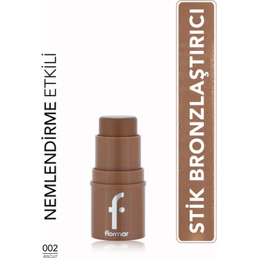 Flormar To Go Doğal Bitişli & Nemlendirme Etkili Kremsi Stick Bronzer (002 Biscuit)