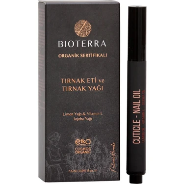 Bioterra Organik Tırnak Eti ve Tırnak Bakım Yağı 2.8ml Yumuşatıcı Özellikli Doğal