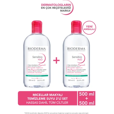 Bioderma Sensibio H2O 500 ml x 2 Adet Hassas Ciltler İçin Etkili Temizleme