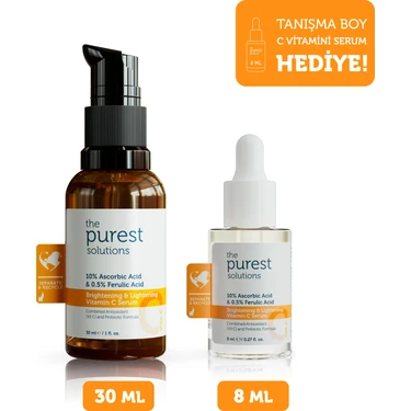 The Purest Solutions Canlandırıcı ve Antioksidan Etkili  C Vitamini Serum Seti: 30 ml Serum + 8 ml