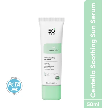 Wiwify Yatıştırıcı Onarıcı Yüksek Korumalı Centella Soothing Sun Serum SPF 50 + Pa ++++ 50