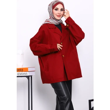 İmaj Butik Bordo Düğmeli Oversize Kanvas