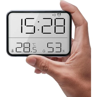 Umotech Dijital Mini Saat LCD Ultra Ince Mıknatıslı Buzdolabı Saati Alarmlı Nem ve Sıcaklık