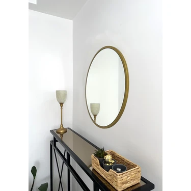 Effe Yapı Dekor Gold Metal Çerçeveli 60 cm Yuvarlak
