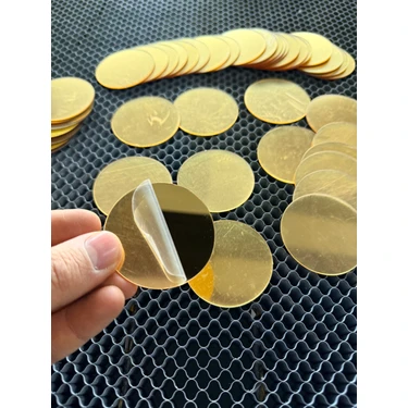 HEDIYE0024 Pleksi Dekor Süs Yuvarlak Ayna Gold 100X Adet Pleksi Dekoratif 2x2