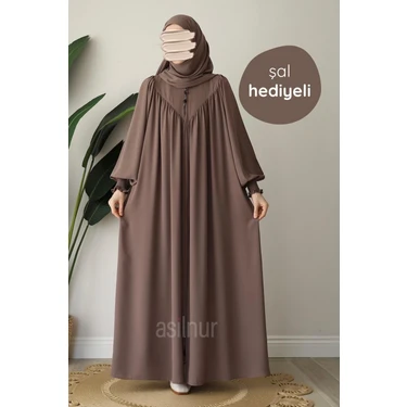 Asilnur Moda Elif Ferace Şal Hediyeli Takım