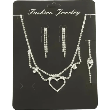 Pileli Store Kalp Taşlı Set