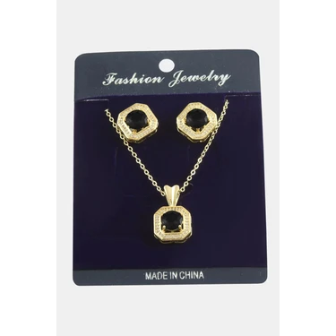 Pileli Store Kare Zirkon Taşlı Set