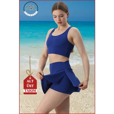 Kadın Alt-Üst Takım Şort & Crop Denizde Havuzda Sporda Casual / Günlük Kullanım Mavi