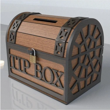 Demo Tasarım Demotasarım Tip Box Bahşiş Kutusu ve Kumbara Sandık Tipi Tipbox Ceviz