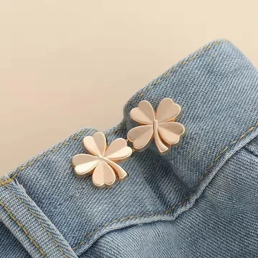 Yonca Model Gold Renk Pantolon Beli Daraltma Aparatı, Pantolon Beli Daraltma Aparatı, Broş, Yonca