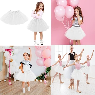 Pileli Store Bale Gösteri Eteği Beyaz Çocuk