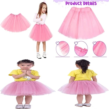 Pileli Store Bale Gösteri Eteği Pembe Çocuk