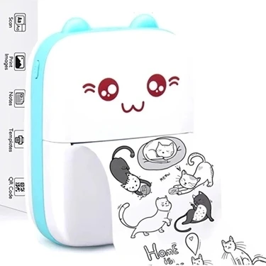 Aesco Mini Fotoğraf Yazıcı Kablosuz Etiket Yazıcı Baskı Makinesi Ios Android Uyumlu Termal Printer