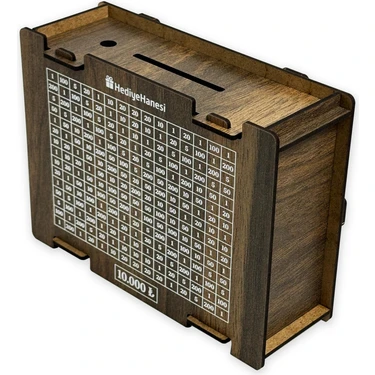 Parabox - 10.000TL Kumbara - Ahşap Para Biriktirme Hedef Kutusu - Hediyelik