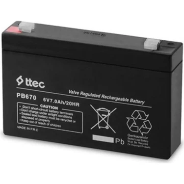 Ttec 6V 7AH Bakımsız Kuru