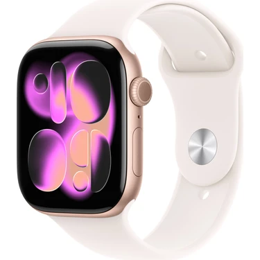 Apple Watch Series 11 Gps, 42 mm Roze altın Rengi Alüminyum kasa ve Bulut pembesi