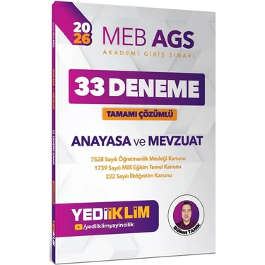 Yediiklim Yayınları 2026 Meb Ags Anayasa ve Mevzuat Tamamı Çözümlü 33