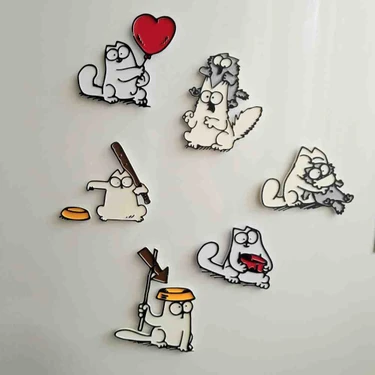 Nana Art 6 Farklı Simon's Cat Renkli Kedi Magnet Mıknatıslı Buzdolabı