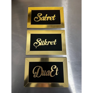 Lina Hobby Sabret Şükret Dua Et 3'lü Tablo Seti Duvar Süsü 20 x