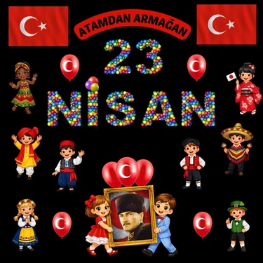 Ti Play 23 Nisan Ulusal Egemenlik ve Çocuk Bayramı Pano Süsü | Okul ve Sınıf Panosu Figür