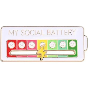 SPELT My Social Battery Hareketli Rozet Pin Broş