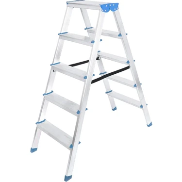 Hobilinka 5+5 Çift Basamaklı Alüminyum Metal Merdiven Yükseklik = 115CM Baş Genişlik = 8cm