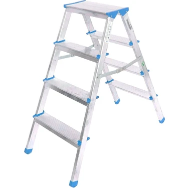 Hobilinka 4+4 Çift Basamaklı Alüminyum Metal Merdiven Yükseklik = 92CM Baş Genişlik = 8cm