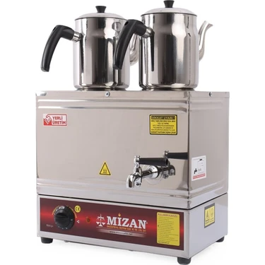 Mizan Çift Demlikli Elektrikli Pleytsiz Çay Kazanı + 2 Adet