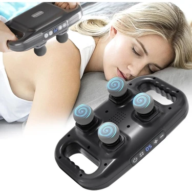 4 Başlıklı Masaj Tabancası Ergonomik Derin Doku Sırt ve Boyun Masaj Aleti Ağrı ve Sızı