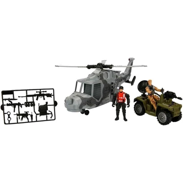 7076 Sun-Jdn-Hro-Asker Set 1ARAÇ 1helikopter 2figür 12 Parça Sesli Işıklı