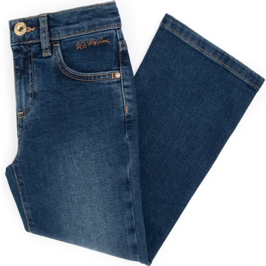 U.S. Polo Assn. Kız Çocuk Mavi Slim Flare Fit Jean Pantolon