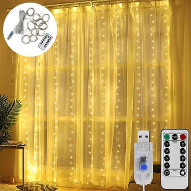 Reidan  LED  3 x 3 m  Kumandalı 8 Fonksiyon USB Perde Peri LED Işık Düğün Parti Için Ev Yatak
