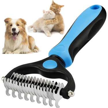 Duhalıne Kedi Köpek Tarağı Tüy Topak Açıcı Çift Taraflı Metal Dişli Evcil Hayvan Bakım Fırçası