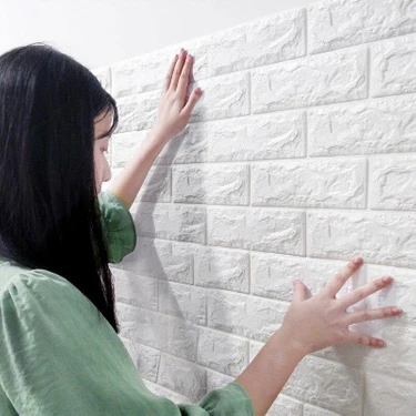 Renkli Duvarlar 70X23CM(0,17M2) Tuğla Desen Kendinden Yapışkanlı 3D Duvar Kağıdı Kaplama