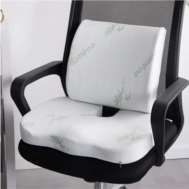 Whiteblanco  Bambu Kılıflı Oturma Minderi ve Sırt Yastığı