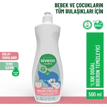 Siveno %100 Doğal Emzik ve Biberon Temizleyicisi Bitkisel Elde Bulaşık Sabunu Nemlendirici Vegan