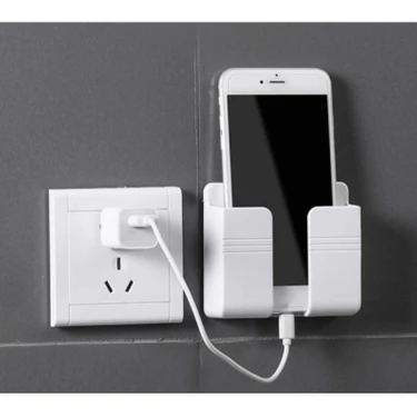 Hype Store ® Duvara Yapışan Telefon ve Kumanda Standı – Çok Amaçlı Plastik Şarj Istasyonu, Kolay