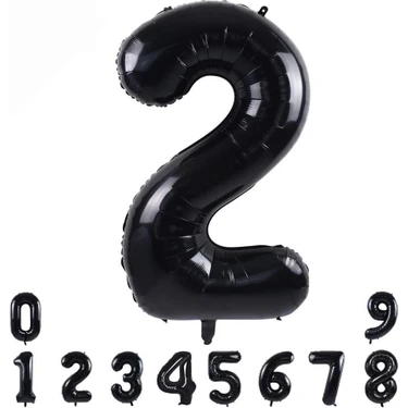 Patladı Gitti 2 Siyah Rakam Folyo Balon 34" Inc 82
