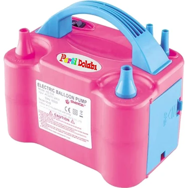 Parti Dolabı Çift Çıkışlı Balon Şişirme Makinası, Elektrikli Balon Pompası 73005 Pembe