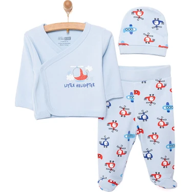 HelloBaby Yenidoğan Zıbın-Şapka-Patikli Alt Erkek
