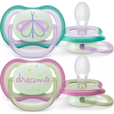 Philips Avent Ultra Air Gece Emziği 0-6 Ay, 2'li Kız,