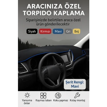Bmw G30 G31 G38 2017+ - 3D Torpido Koruma Kılıfı - Ön Göğüs Kaplama - Mavi Şerit Trobus 5