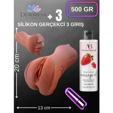 Aşkın Deposu 3 Girişli Orl Vagina Anl Esmer 21 cm Ağız Dil ve Diş Yapısı Et Dokusunda Suni
