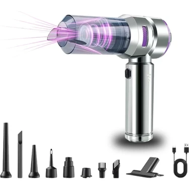 Epilons Uravas Store® 9 Farklı Uçlu Kablosuz Şarjlı Araç Içi Süpürge – Wireless Destekli, Güçlü