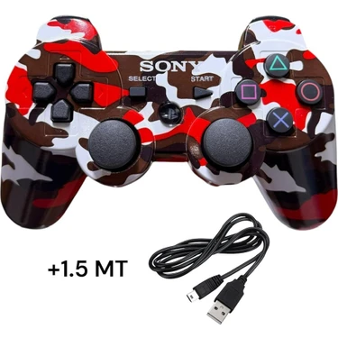 Crk Tech Ps3 Dual-Shock Gamepad Yeni Nesil Kol Kamuflaj Desenli Controller Oyun Kolu Ps3 + Pc + 1.5