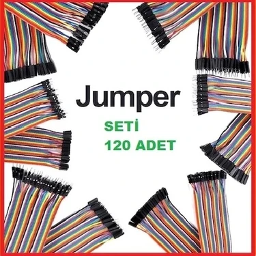 Arduino 120’li Jumper Kablo Seti Dişi-Dişi Erkek-Erkek Özellikli Renkli Kablolar ile Zeka