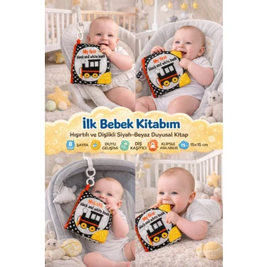 Budizzz Ilk Bebek Kitabım | Hışırtılı ve Dişlikli Siyah-Beyaz Duyusal